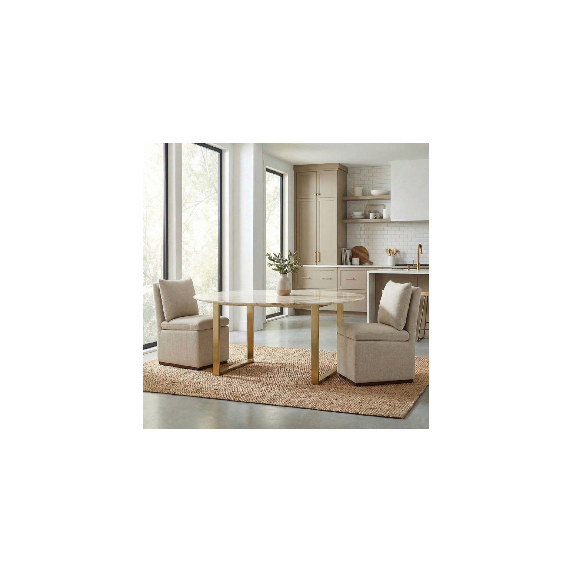 Bobbi Upholstered Dining Chair, Effie Flax Performance Linen