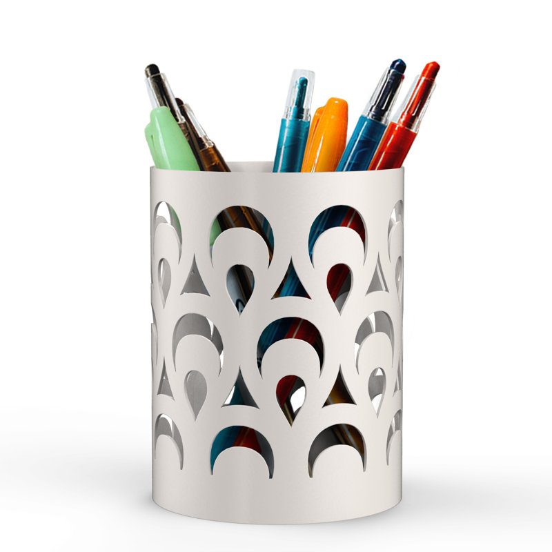 Support à stylo en métal, support pour bureau - organisateur de gobelets pour bureau, salle de classe, maison, Blanc