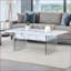 Table basse moderne à plateau relevable en marbre blanc avec pieds en verre trempé, facile à nettoyer et amp; Rangement spacieux