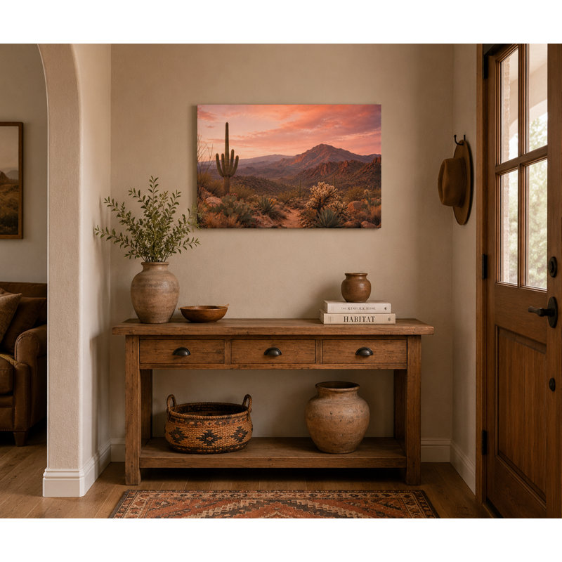 Saguaro Desert Trail - Paysage désertique du sud-ouest sur toile tendue, 24"H x 36"W x 1.5"D