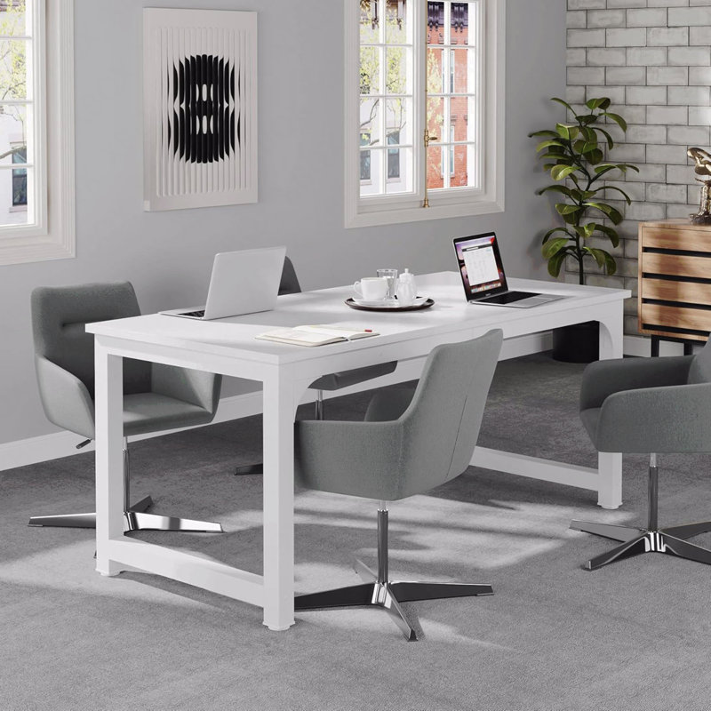 Waltman Desk, White, 29.52" H x 62.99" W x 31.49" D