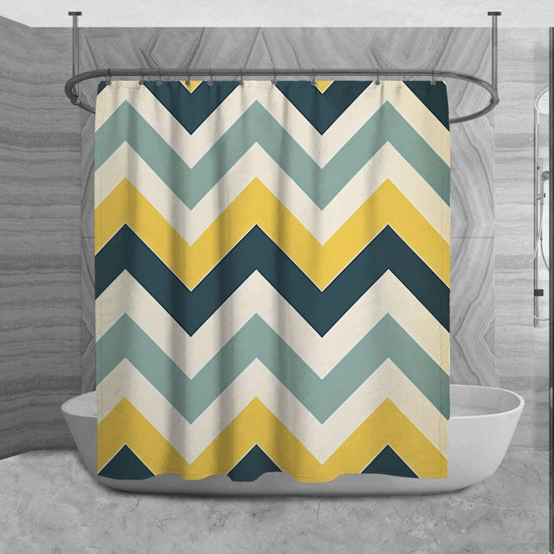 Rideau de douche Millstadt, H 73 po x l 70 po, Bleu/jaune