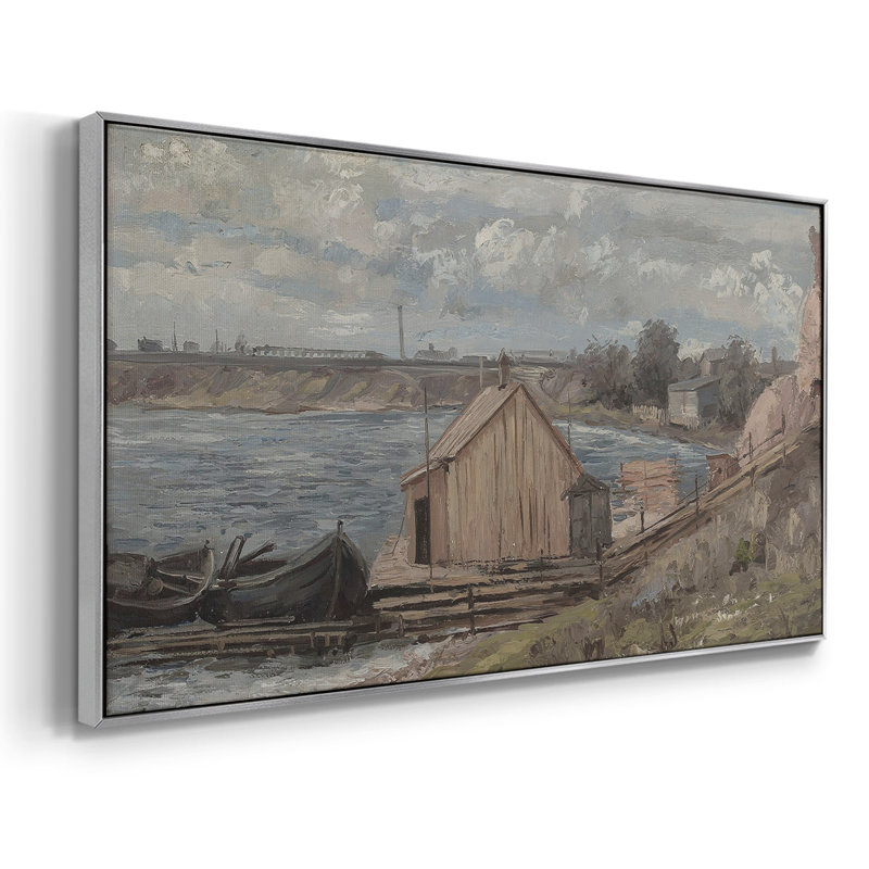Série paysage - CDXC - Toile tendue avec châssis encadré - Prêt à être accroché, H 21 po x l 41 po, Argent argent