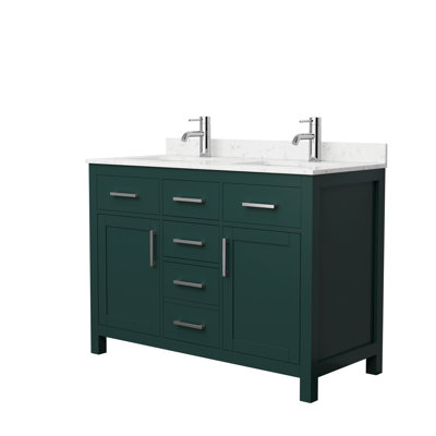 Meuble-lavabo double autoportant 48 po avec plateau en marbre Beckett