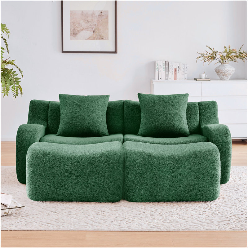 Canapé doux en tissu désossé, conception antidérapante, chaise longue d'assemblage, accoudoirs incurvés, support ergonomique, éponge à haute densité 32D, pour les salons