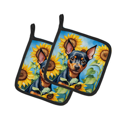 Ensemble de poignées en polyester Caroline's Treasures In Sunflowers