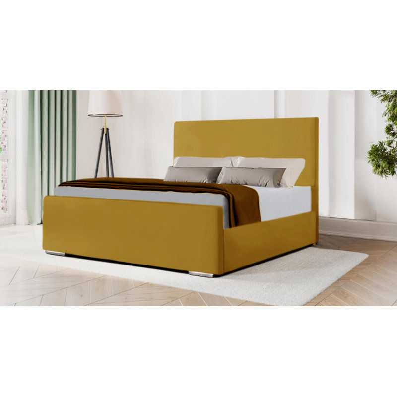 Bevilacqua Upholstered Bed, UK King - DE 150 x 200 cm, Yellow Mustard