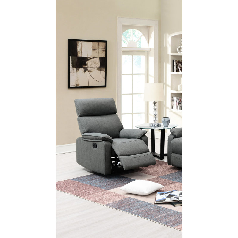 Fauteuil inclinable en métal recouvert de toile de jute grise pour un espace de détente