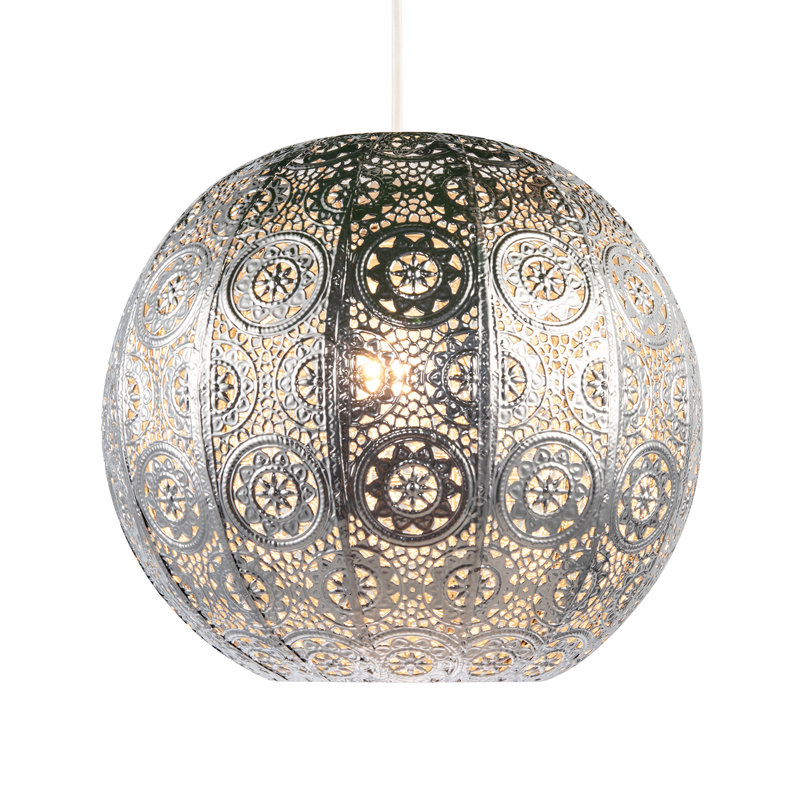 Spherical Vintage Moroccan Pendant Lamp Shade By, Silver