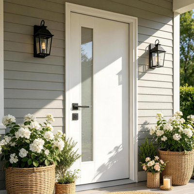 Mordern 36"X80" Fiberglass Front Door With 4-9/16" PVC Frame & Frosted Glass, Exterior Door With Brickmould, Home Entrance
