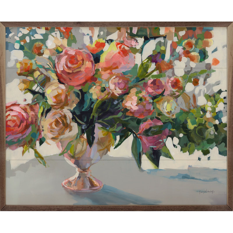 «Roses encadrées sur bois» par Jenny Westenhofer, H 20 po x l 16 po