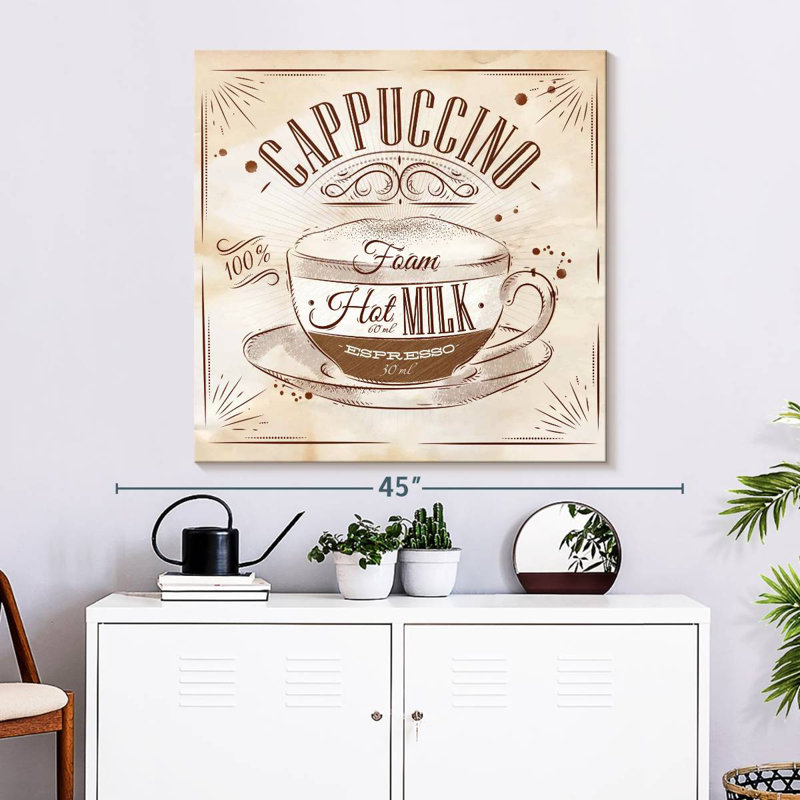 Affiche murale Khylige Cappuccino Cafe, H 33 po x l 33 po