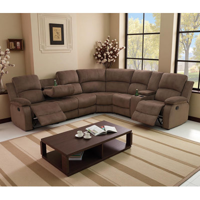 3 - Piece Modern And Overstuffed Soft Manual Reclining Sectional With Cupholders And Storage