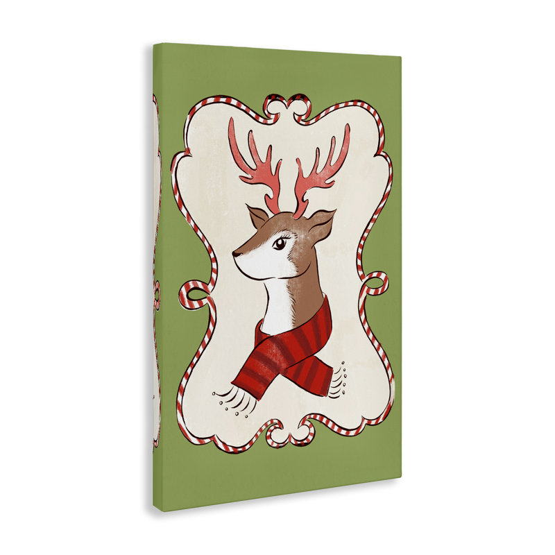 Cerf d'hiver festif en toile écharpe, design par Hannah Moren, H 36 po x l 24 po