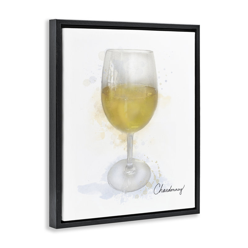 Chardonnay moderne dans un cadre flottant en verre, design par Matthew Piotrowicz, Cadre flottant noir de jais