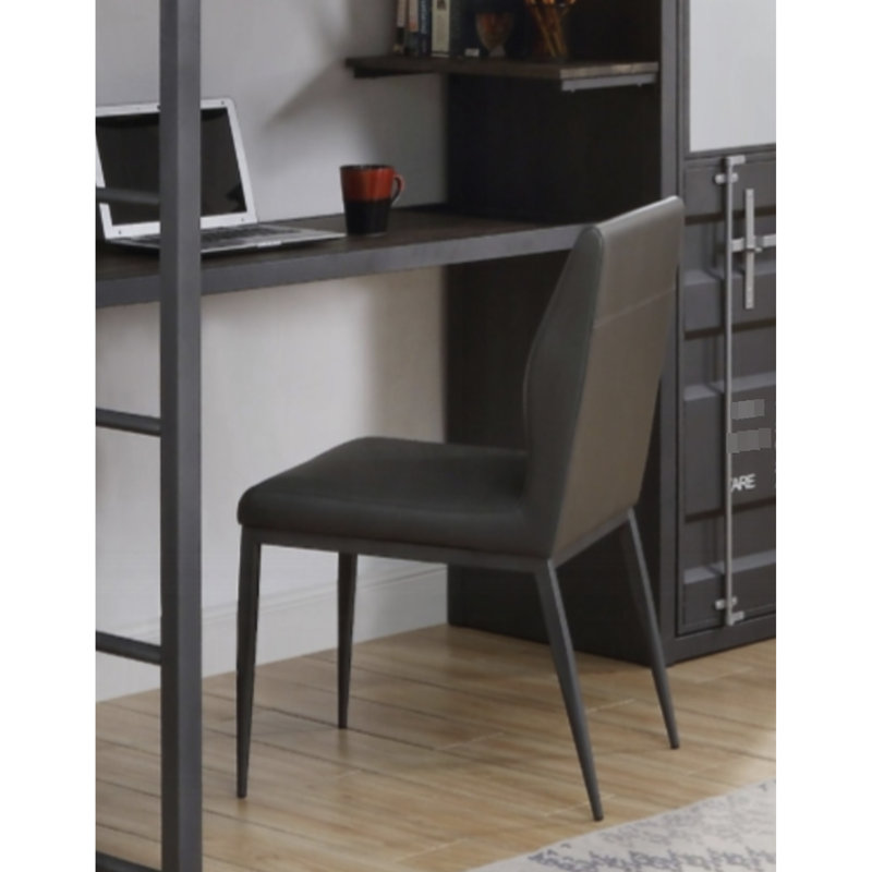 Chaise en cuir synthétique gris Cargo et finition bronze industriel
