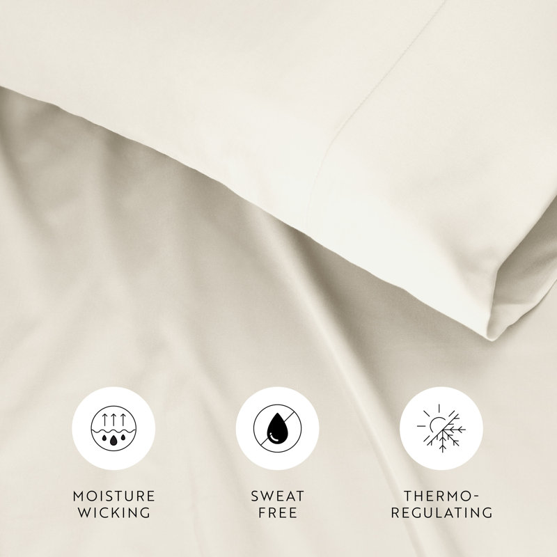 Ivory Queen Bamboo Satin Sheet Set with Pillowcases