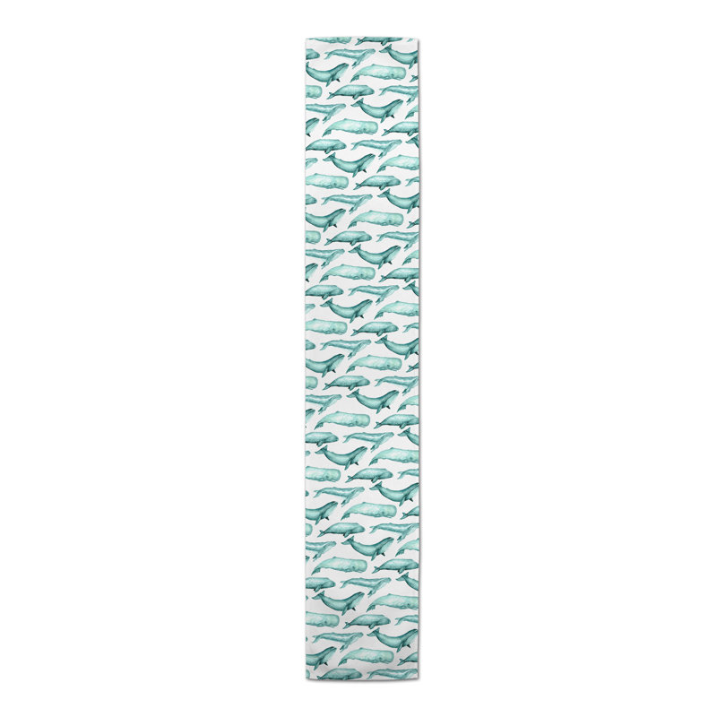 Chemin de table géométrique McMahon, L 90 po x l 16 po, Bleu sarcelle