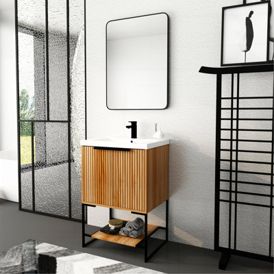 Meuble-lavabo autoportant de 24 po avec lavabo en résine