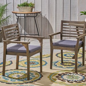 Cleghorn Acacia Patio Dining Armchair with Cushions