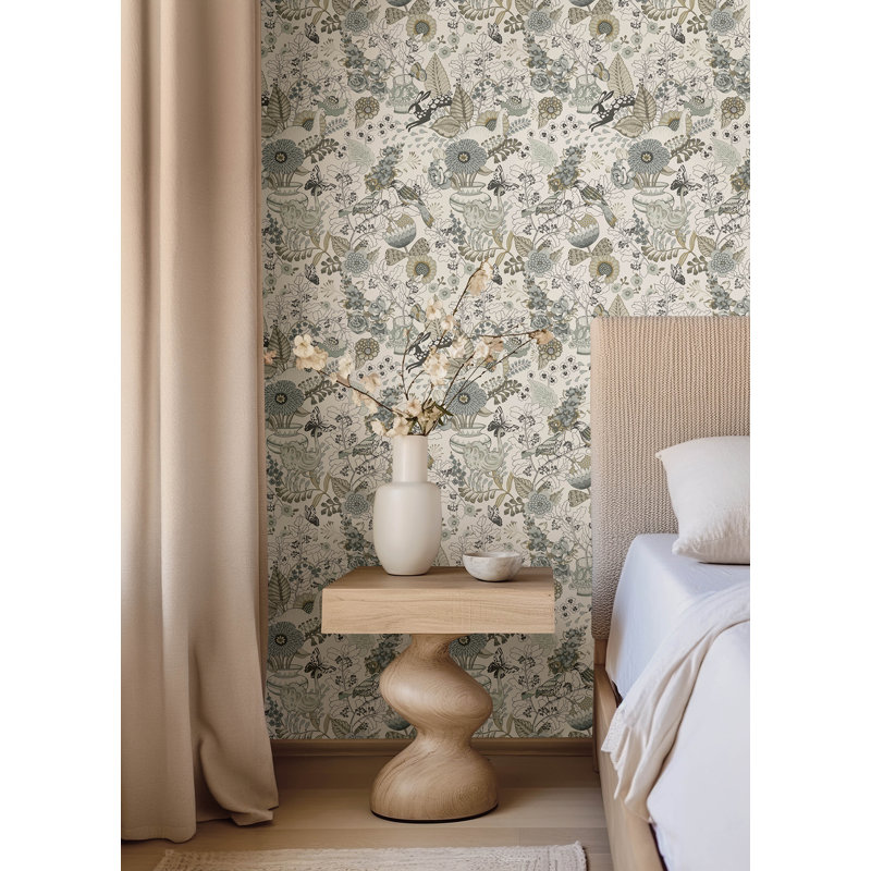 Whimsy Coral Fauna Wallpaper, Blue
