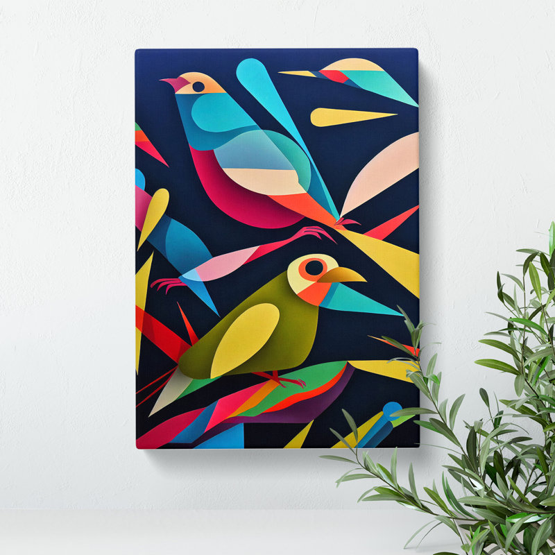 Pair Of Birds No.4 Abstract - Print, 50cm H x 35cm W, No Matte, Wrapped Canvas