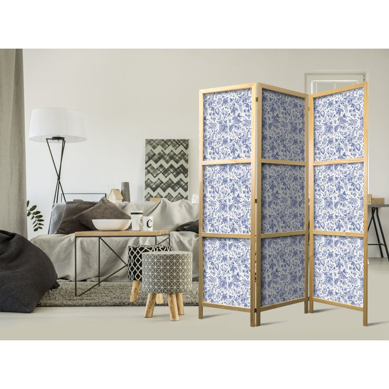 171cm H Solid Wood Folding Room Divider, 171cm H x 135cm W x 1.2cm D, 3