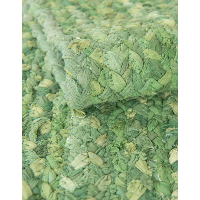 Tapis vert en coton tressé à la main Awena, Chemin de table 1 pi 2 po x 10 pi