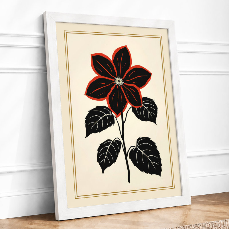 Crimson Bloom Botanical - Print, A3 - 42.0 x 29.7 cm, White