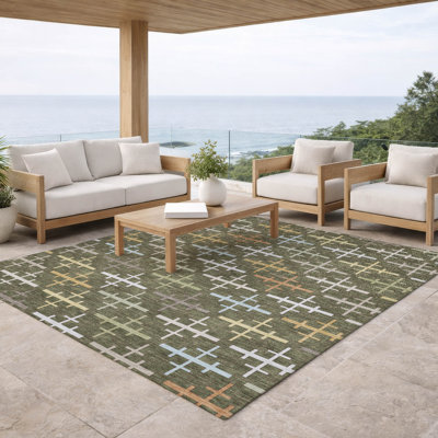 Tapis géométrique intérieur / extérieur lavable à la machine Chantille ACN2850