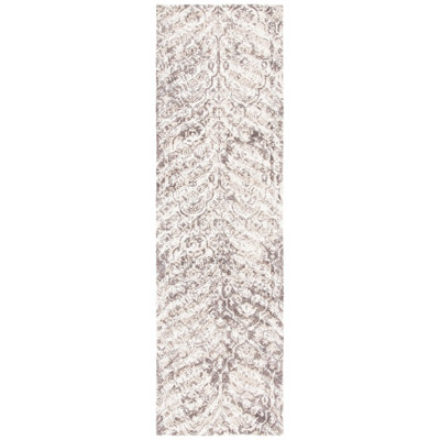 Lieberman Hand Tufted Wool/Viscose Pile Damask Rug in Ivory/Brown