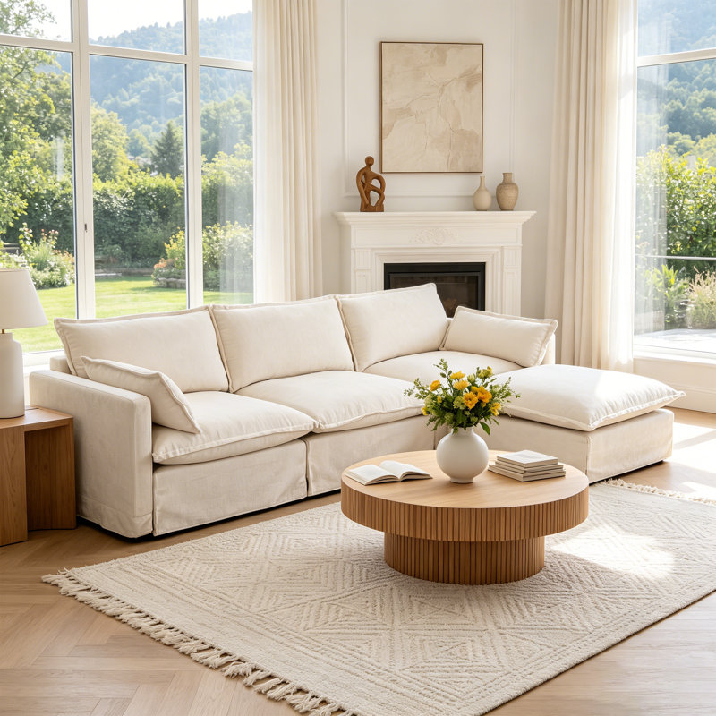 Convertible Sectional Sofa Couch, White