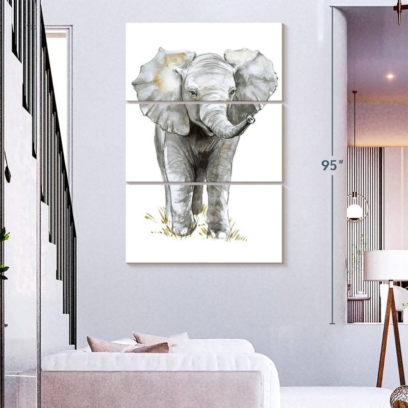 Brampt Wandering Baby Elephant, 74" H x 48" W