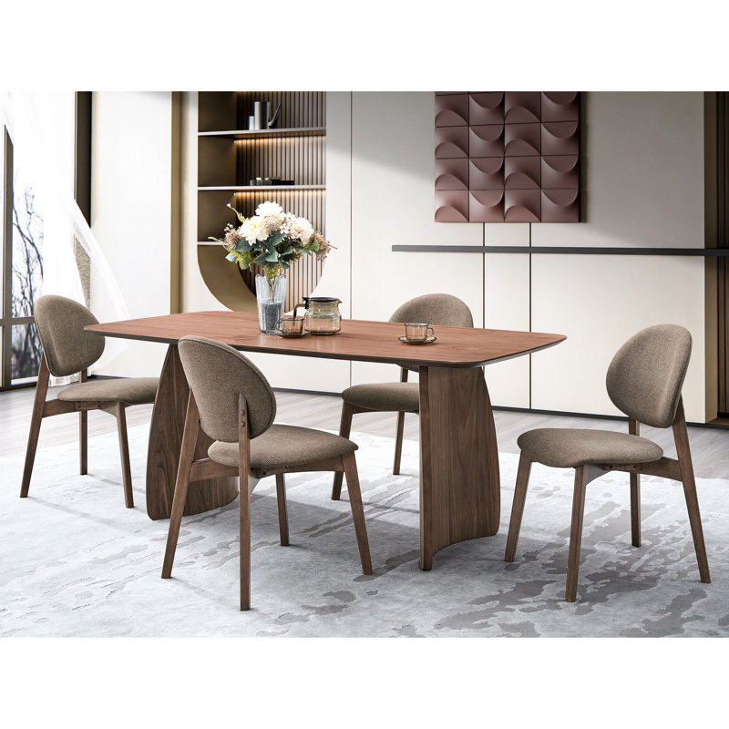 Hadasa 5Pcs Walnut Finish Dining Room Set