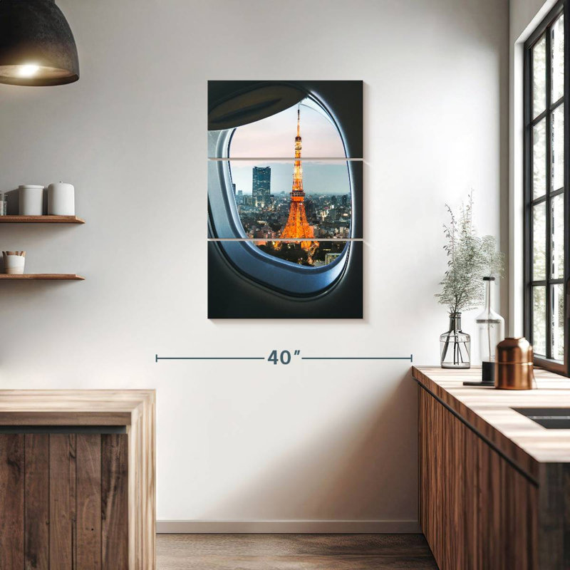 Nicci Tokyo Tower Plane Window View, 38" H x 24" W
