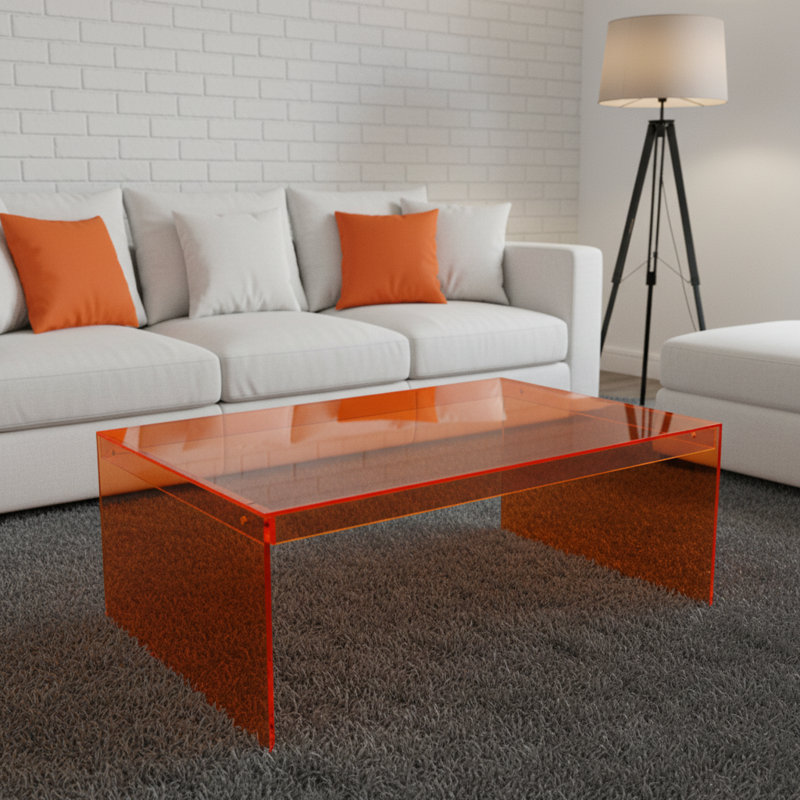 Table basse en acrylique 31,5 po Modern, Orange