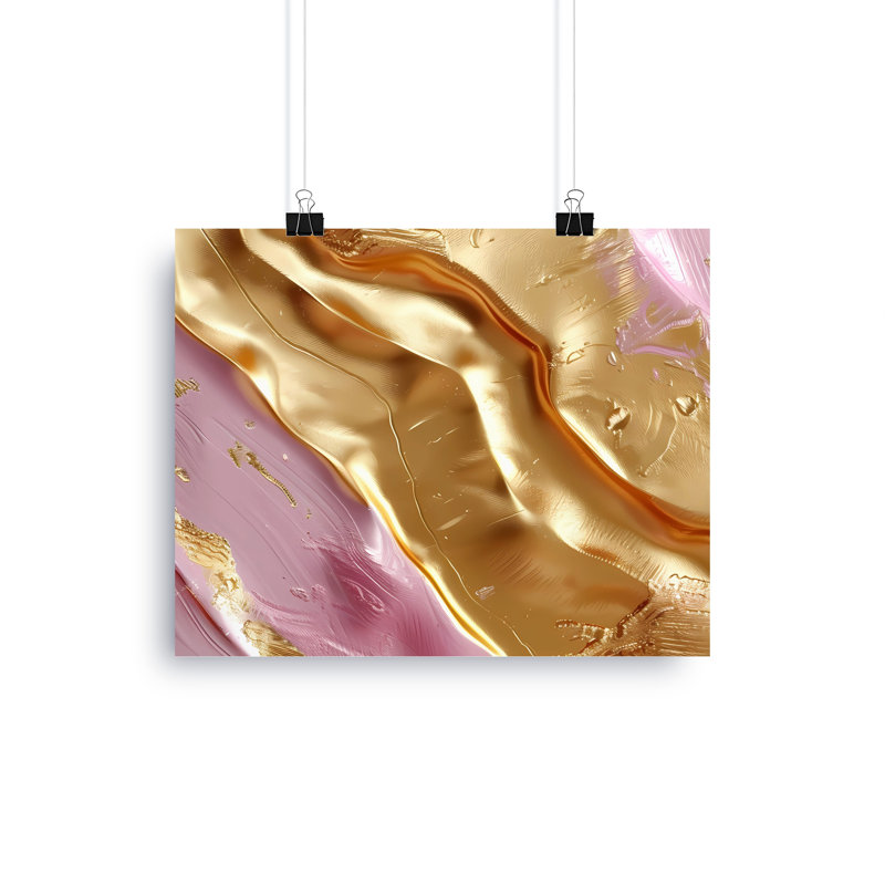 Abstract Wall Art, Metallic Gold Canvas, Flowing Print, Modern Home Decor, Wrapped Canvas Art, Horizontal Vertical Art