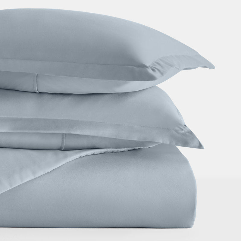 Super Soft Double Brushed Duvet Cover Set, King/Cal. King Duvet Cover + 2 King Shams, Light Blue