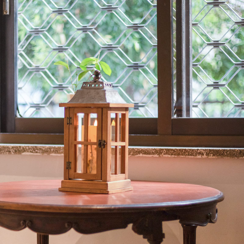2PCS Rustic Wooden Candle Hurricane Luxury Lanterns For Tabletop