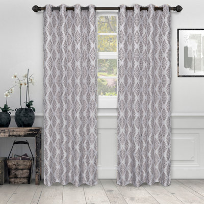 Paire de rideaux semi-transparents en jacquard damassé avec œillets Brodde