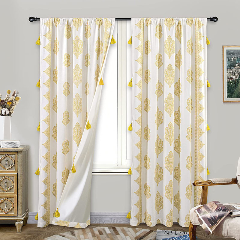 Abtal Room Darkening Curtain Pair, Gold Yellow