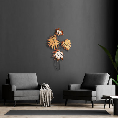 Hand-Painted Decorative Metal Wall Accessory, 27.2 x 44.5 inches | 100% Metal, Thickness: 0.06 inches | Lightweight at 3.8 lbs | Unique Art Piece for Home Decor, Wall Hanging with Distinct Color Variations