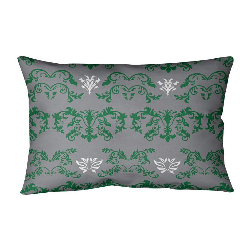 Housse de coussin Football Baroque, Vert / argent / blanc, Croisé en coton
