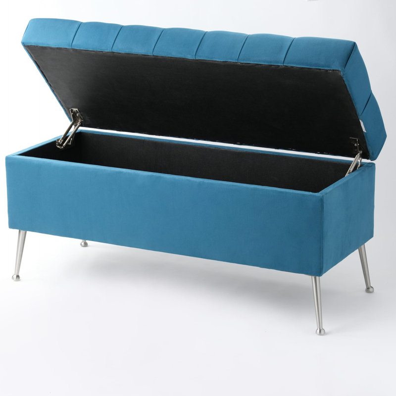 Velvet Upholstered Storage Bench, H47 x W80 x D30cm