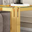 Table de bout en verre trempé à double couche supérieure et inférieure avec cadre en acier inoxydable à finition miroir