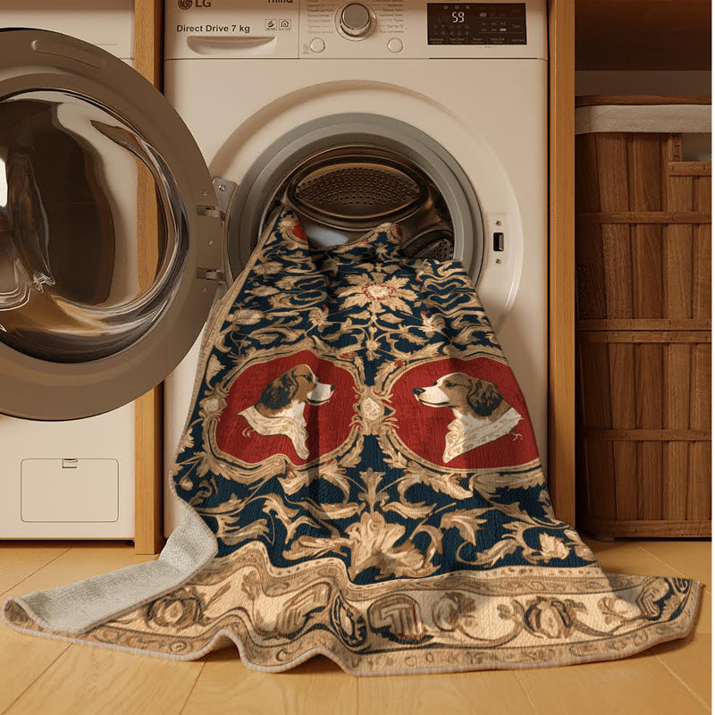 Tapis brun français lavable à la machine, Rectangle 5 pi x 7 pi