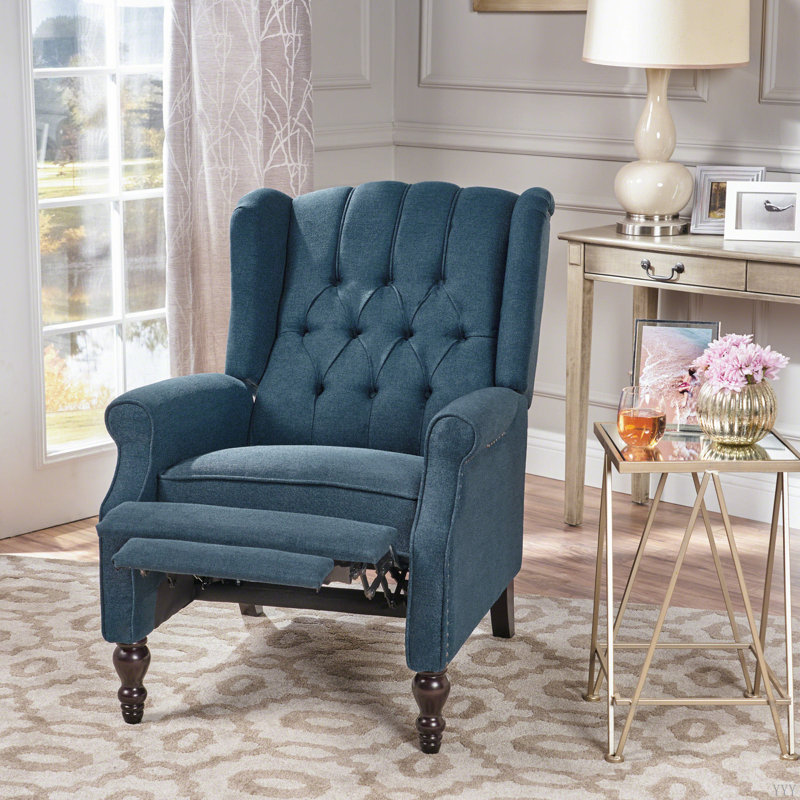 Fauteuil inclinable capitonné en tissu, Bleu très foncé