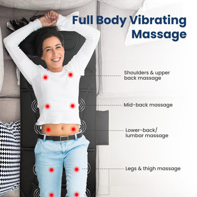 Full Body Massage Mat with Heat Extra Large Vibration Back Massager Pad with 10 Motors, 5 Modes, 3 Intensities, Remote Control for Sofa, Bed, Office & Gifts
