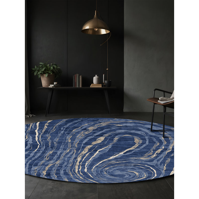 Machine Washable Gray Area Rug, Round 6'