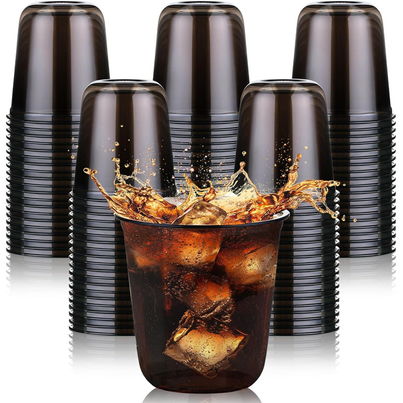 100 tasses 12 oz en plastique noir